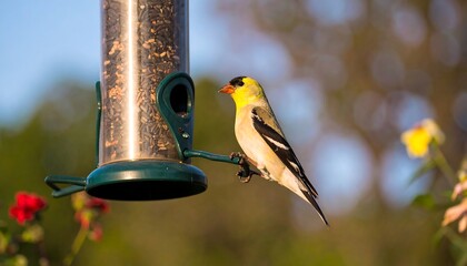 Naklejka premium Goldfinch at Bird Feeder