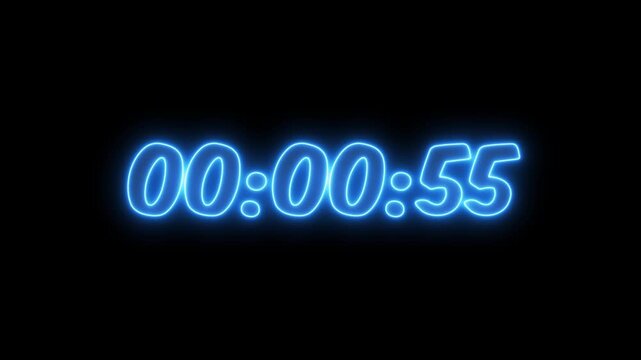 digital clock full 24h time-lapse - dark numbers.1 minute digital come down