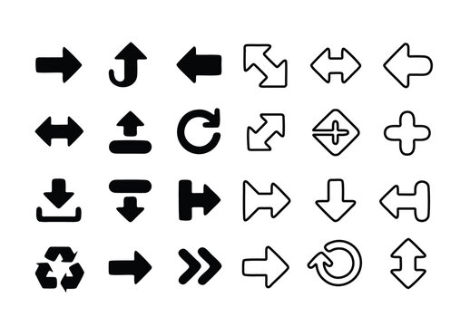 Vector Collection of Simplistic Black Arrow Icons