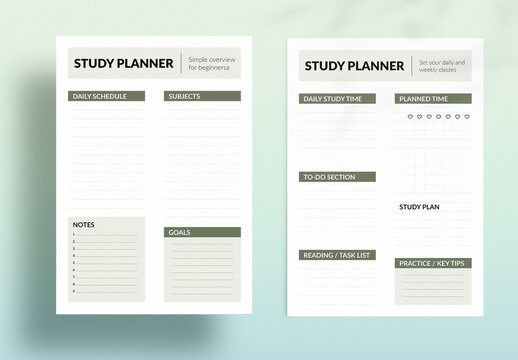 Study Planner Template Layout