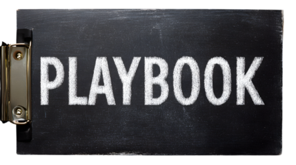 Playbook word on a black clipboard.