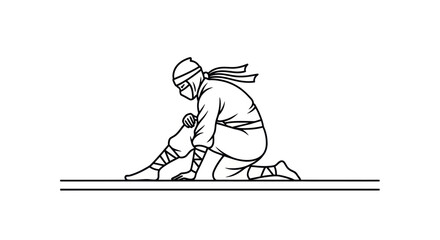 Silhouette of a ninja in a crouched, ready stance. © Ilma