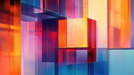 Abstract colorful glass cubes and blocks.