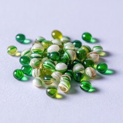 Green and White Glass Beads
