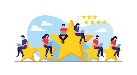 Fototapeta premium Online customer reviews impacting star ratings and business reputation management strategies