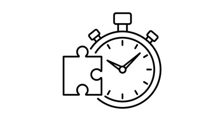 Stopwatch with Puzzle Piece - Time Management and Problem Solving Concept.