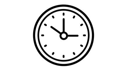 Simple Black and White Clock Face with Hour and Minute Hands.