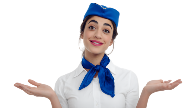 Flight Attendant with a questioning expression