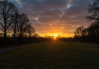 sunrise in beautiful park