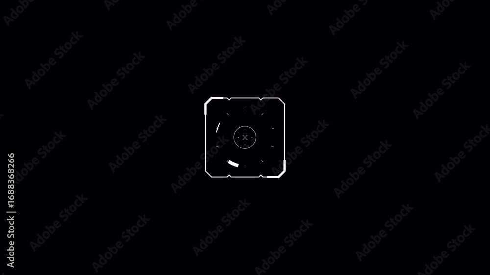 Poster futuristic hud element animation: white ui interface on black background