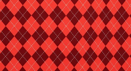 Vibrant and classic argyle pattern featuring a seamless repeat of red and maroon diamonds with delicate white accents, perfect for textile designs