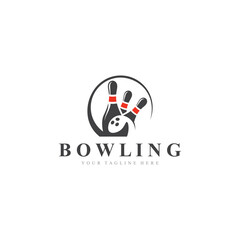 Bowling logo sport design bowling tournament symbol badge template