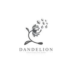Dandelion Flower Logo minimalist simple Elegant design template