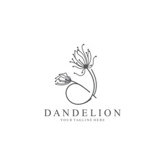 Dandelion Flower Logo minimalist simple Elegant design template
