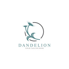 Dandelion Flower Logo minimalist simple Elegant design template