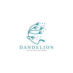 Dandelion Flower Logo minimalist simple Elegant design template