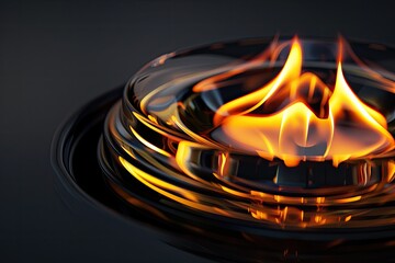 detailed picture of The flame of a gas stove on a black background