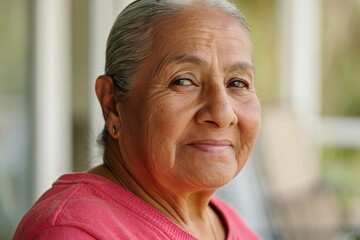 Portrait of a Smiling Elderly Hispanic Woman with Kind Eyes