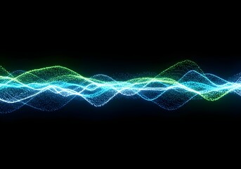 abstract digital sound wave glowing particles background