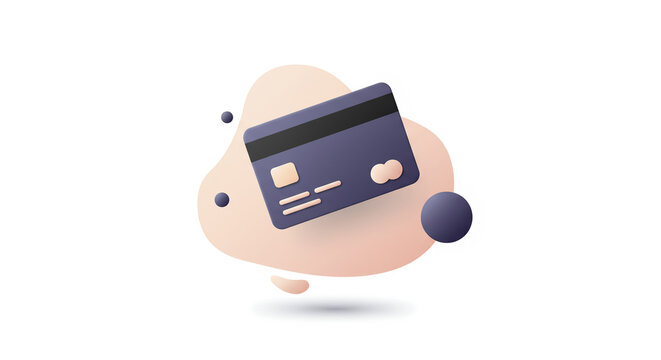 A stylized graphic of a credit card, floating above a soft, abstract background.