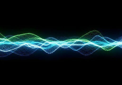 abstract digital sound wave glowing particles background - Powered by Adobe