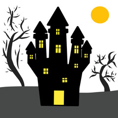 Halloween spooky castles and houses vector. vector illustration of a house