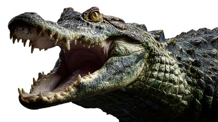 Powerful jaws and sharp teeth of a crocodile.