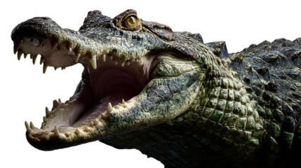 Powerful jaws and sharp teeth of a crocodile.