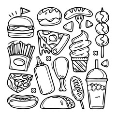 fast food icons illustration