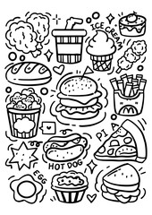 Illustration doodle fastfood