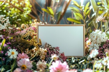 Detailed Color Picture of Photo Holder Among Flowers