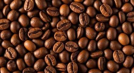 Fototapeta premium Coffee Beans Close Up Macro Photography of Roasted Grains Showing Texture and Detail, Food and Drink