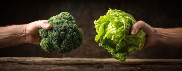The Broccoli and Lettuce Showdown in a Healthy Food Battle