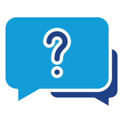 Chat Question Glyph Blue Silhouette Icon Design Vector - Chat bubble with question mark inside, representing inquiry or communication