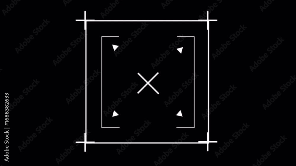 Poster futuristic hud element with animated targeting reticle on black background