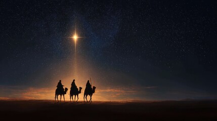 Sacred Journey of the Three Wise Men Following the Luminous Star of Bethlehem