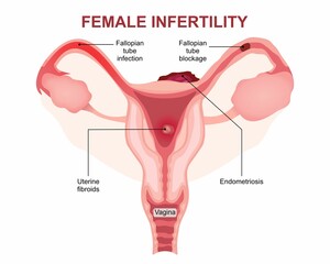 Female Infertility medical flashcard illustration