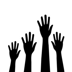 People hands raised vector for graphic design, logo, web site, social media, mobile app, ui illustration