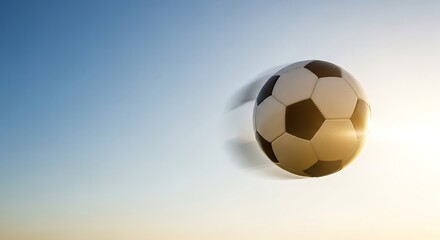 Fototapeta premium Dynamic Soccer Ball in Motion on Light Gradient Background for Sports and Athletic Content