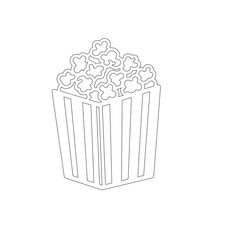 Popcorn Box Line Art | Minimal Snack Food Illustration