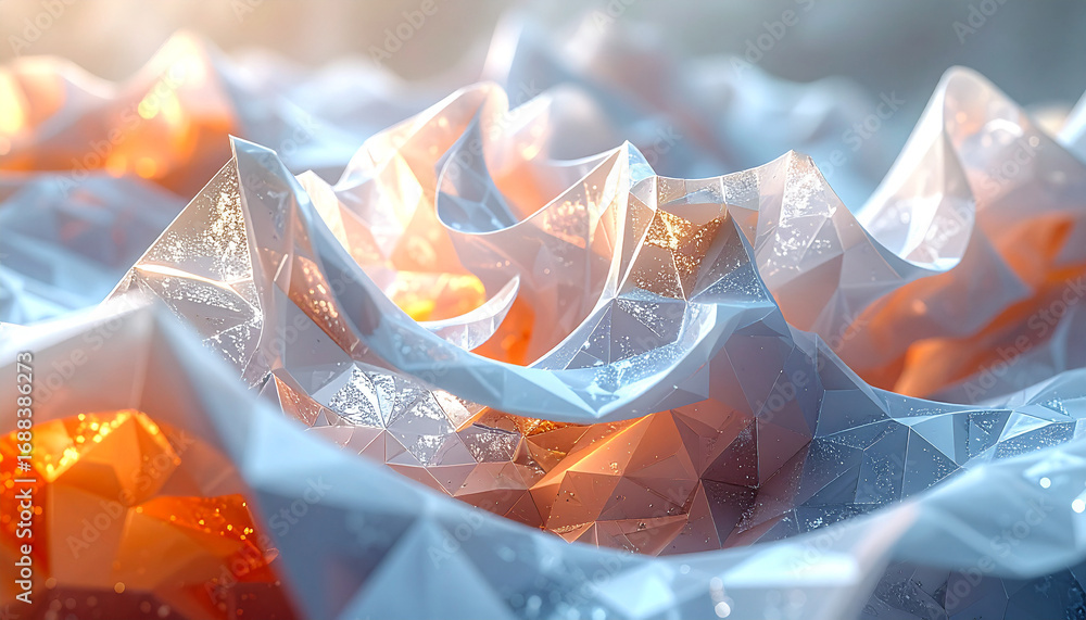 Poster abstract crystal geometry: an abstract composition features intricate geometric forms, showcasing a 