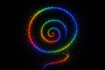 Obraz premium Spiral of Colors: A captivating image unveils a mesmerizing spiral design crafted with vibrant, glowing dots, evoking a sense of energy and dynamic movement.