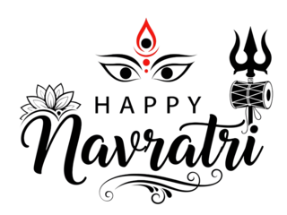 Happy Navratri celebration greeting with colorful abstract pattern and traditional festive art on white or transparent backgroune