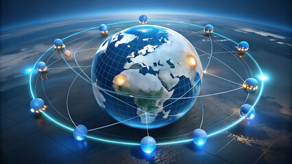 Global business concept of connections and information technology with digital network