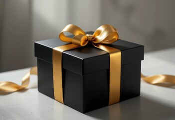 Wrapped in Luxury A Sophisticated Black Box with Gold Ribbon Bow for Birthday Surprises and More