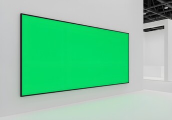Obraz premium large green screen display modern interior exhibition hall mockup