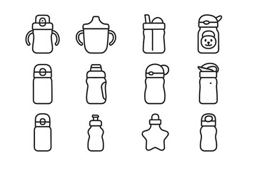 Flask kids bottle sippy insulated hydration thermos straw icons icon ergonomic lightweight