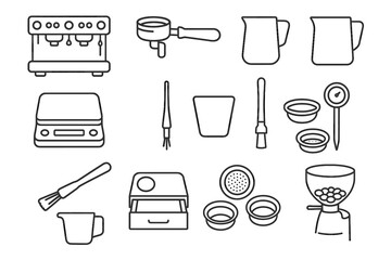 Dual thermometer vector commercial knock brewing icon precision bean group barista icons