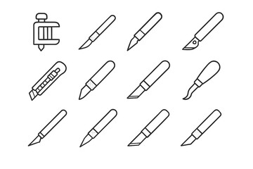 Scrapbooking craft trimming vector model tools knife cutting hobby icon blade stencil