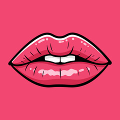 Obraz premium vector illustration of a pink lips